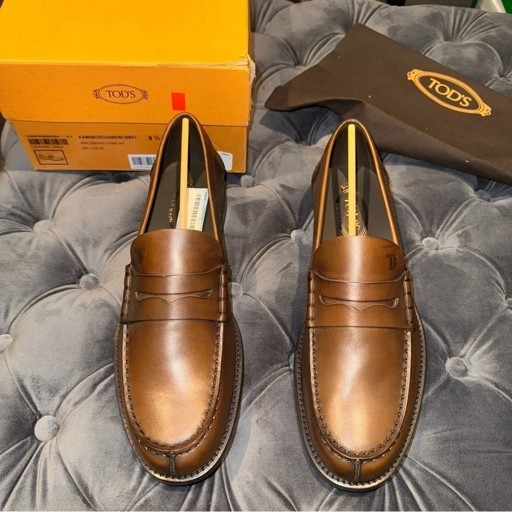 New Size 10.5 (UK 9.5) Tod’s Mocassino Loafers Brown Leather